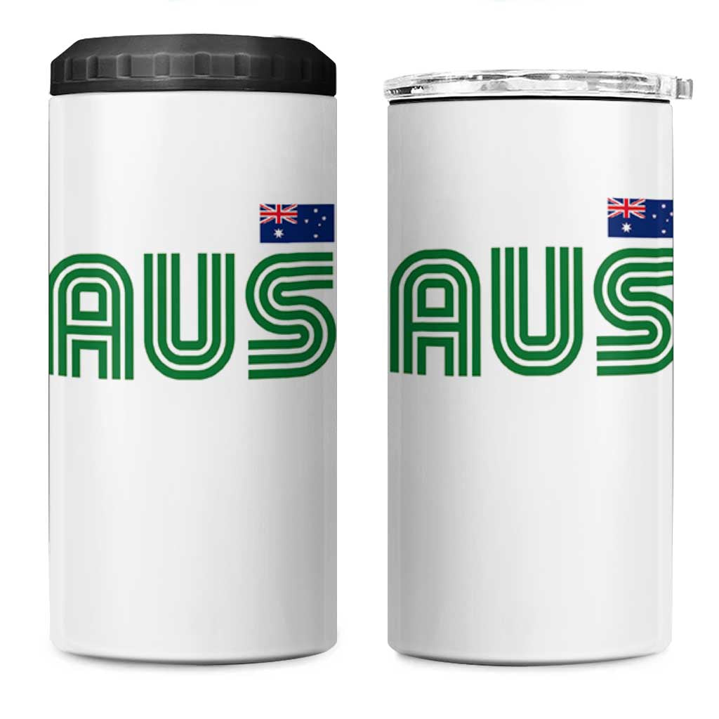 Retro Australia 4 in 1 Can Cooler Tumbler AUS Green Australian Flag Country Pride Graphic