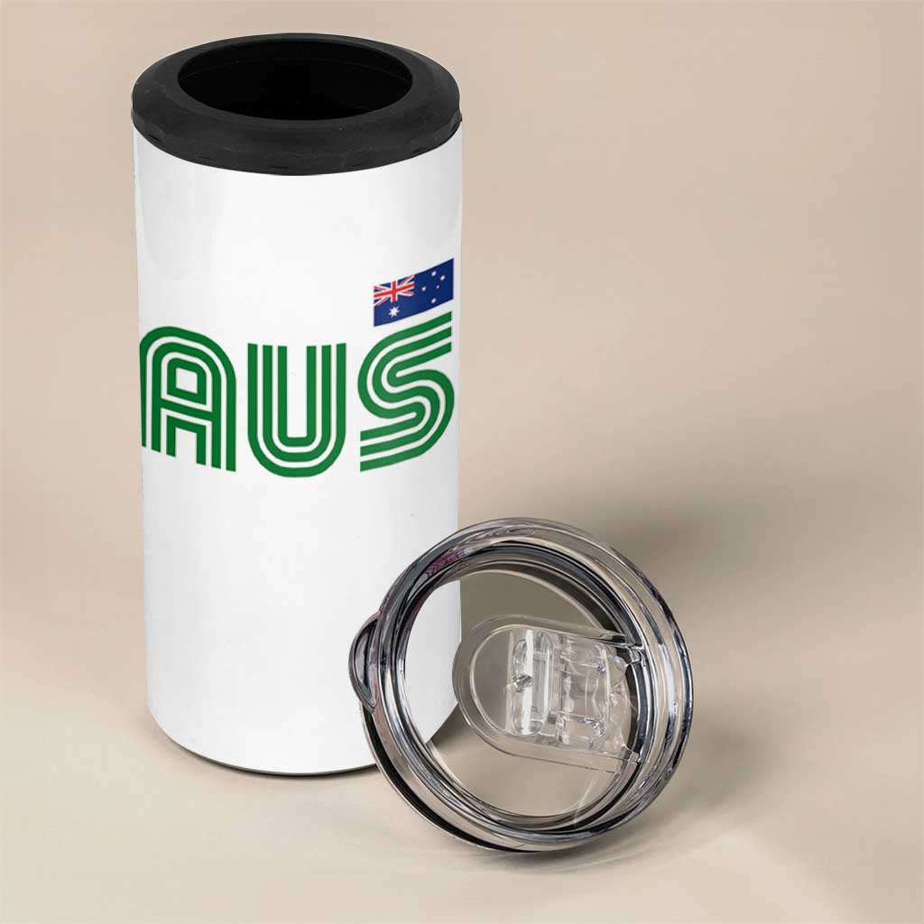 Retro Australia 4 in 1 Can Cooler Tumbler AUS Green Australian Flag Country Pride Graphic