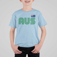 Retro Australia T Shirt For Kid AUS Green Australian Flag Country Pride Graphic