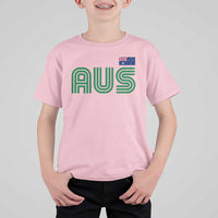 Retro Australia T Shirt For Kid AUS Green Australian Flag Country Pride Graphic