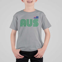Retro Australia T Shirt For Kid AUS Green Australian Flag Country Pride Graphic