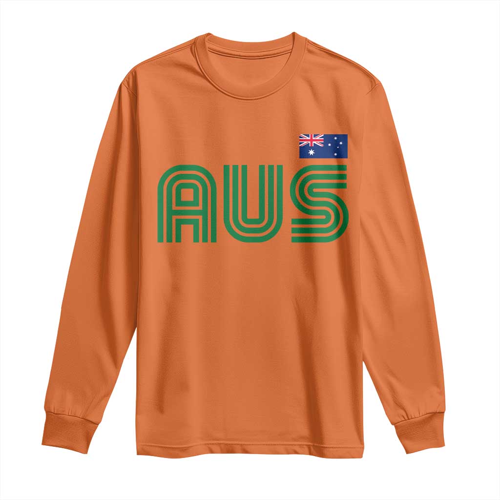 Retro Australia Long Sleeve Shirt AUS Green Australian Flag Country Pride Graphic