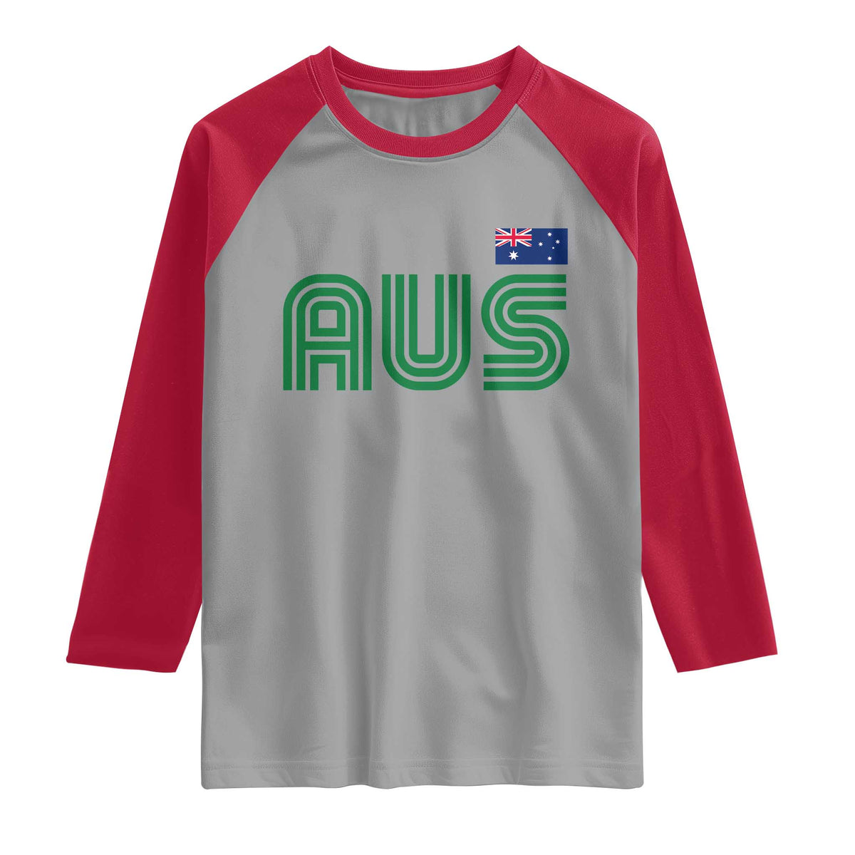 Retro Australia Raglan Shirt AUS Green Australian Flag Country Pride Graphic