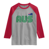 Retro Australia Raglan Shirt AUS Green Australian Flag Country Pride Graphic