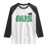 Retro Australia Raglan Shirt AUS Green Australian Flag Country Pride Graphic