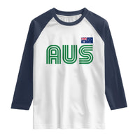 Retro Australia Raglan Shirt AUS Green Australian Flag Country Pride Graphic