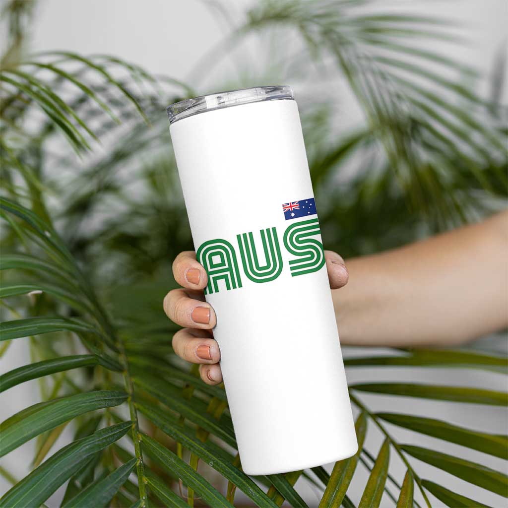 Retro Australia Skinny Tumbler AUS Green Australian Flag Country Pride Graphic