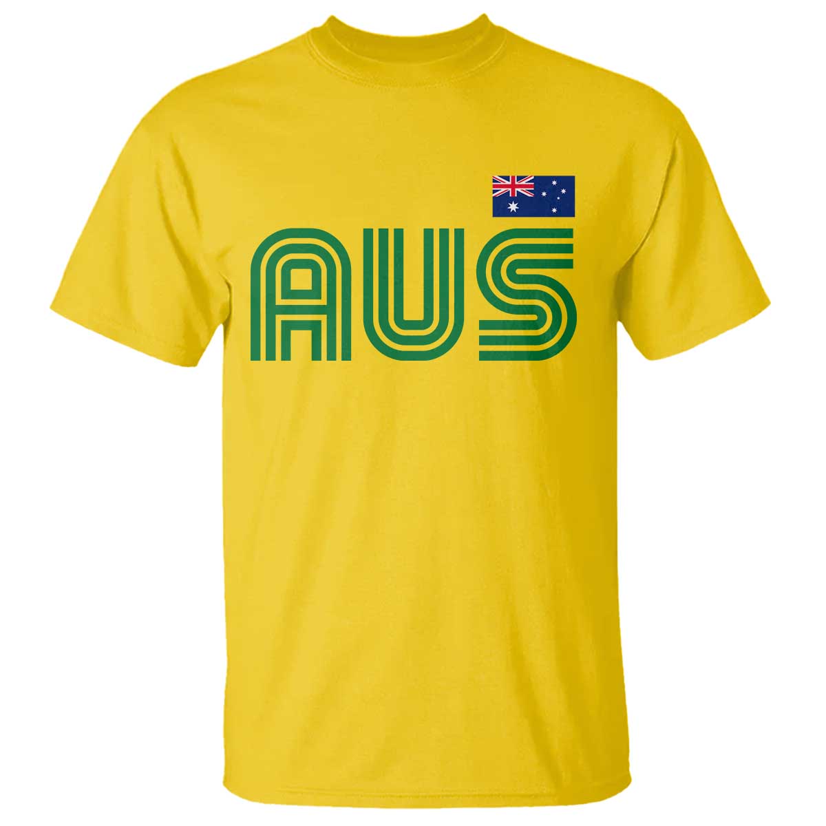 Retro Australia T Shirt AUS Green Australian Flag Country Pride Graphic