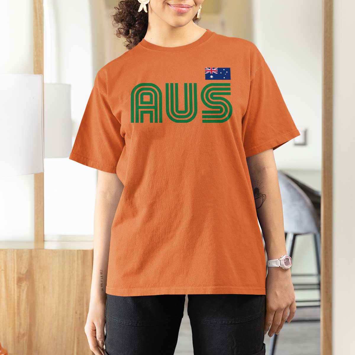 Retro Australia T Shirt For Women AUS Green Australian Flag Country Pride Graphic