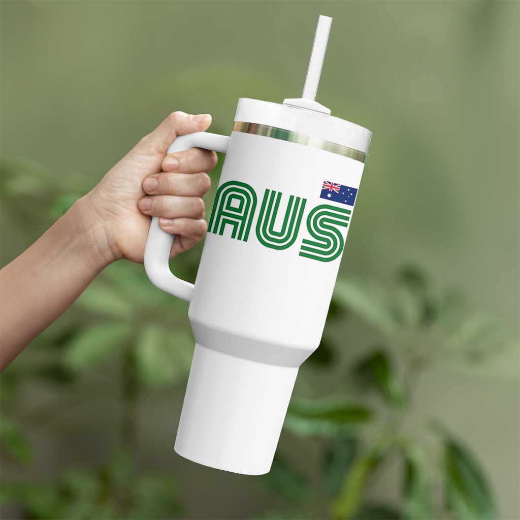 Retro Australia Tumbler With Handle AUS Green Australian Flag Country Pride Graphic