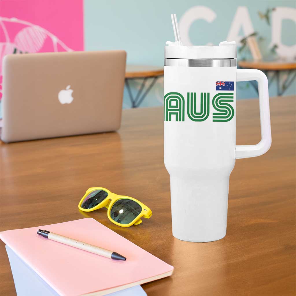 Retro Australia Tumbler With Handle AUS Green Australian Flag Country Pride Graphic