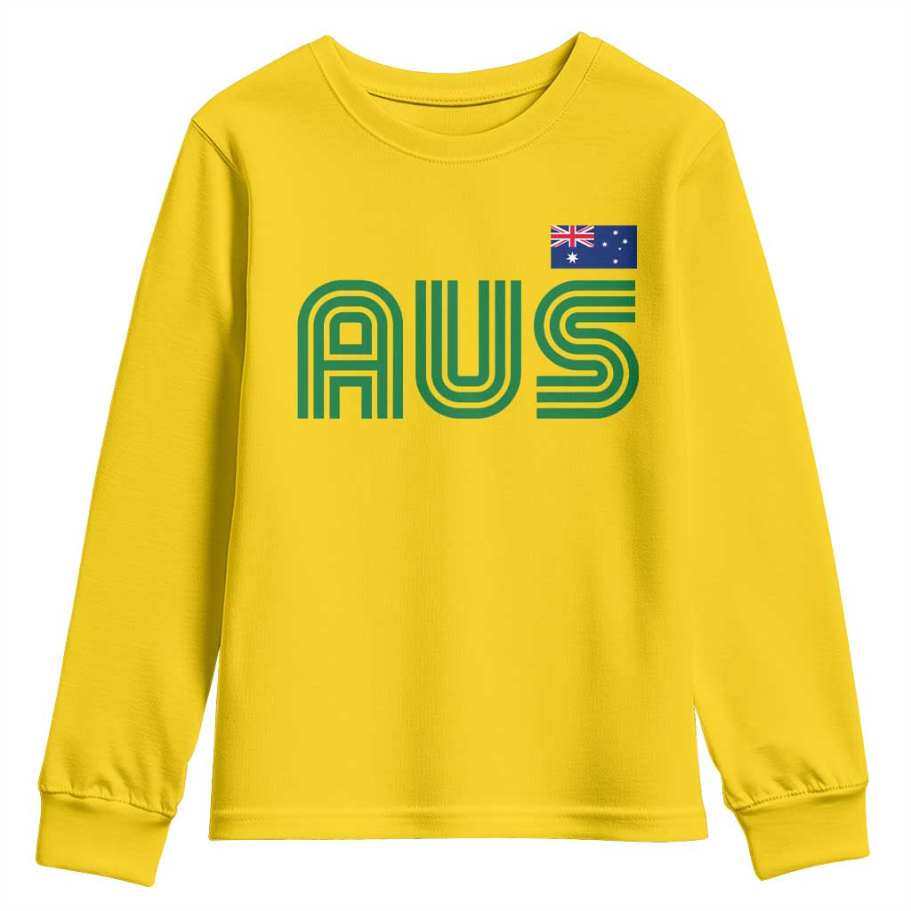 Retro Australia Youth Sweatshirt AUS Green Australian Flag Country Pride Graphic