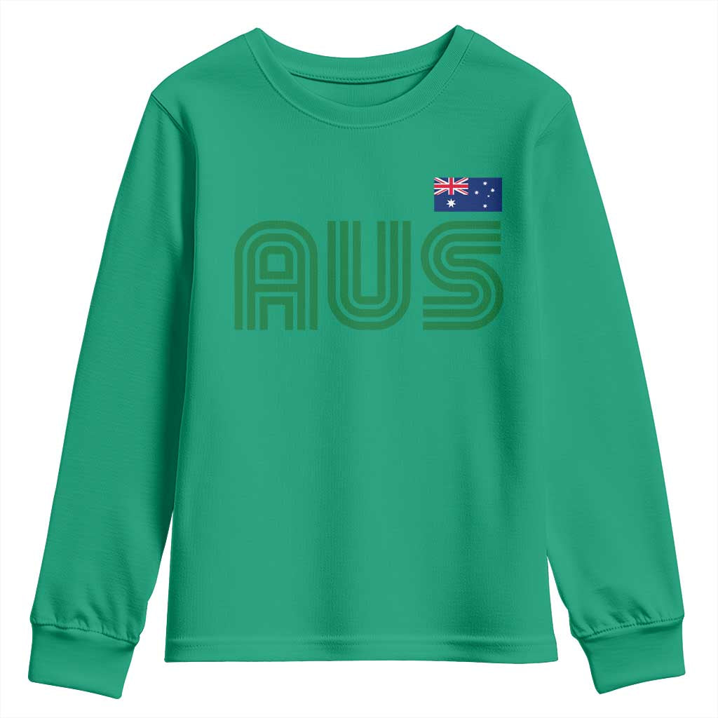 Retro Australia Youth Sweatshirt AUS Green Australian Flag Country Pride Graphic