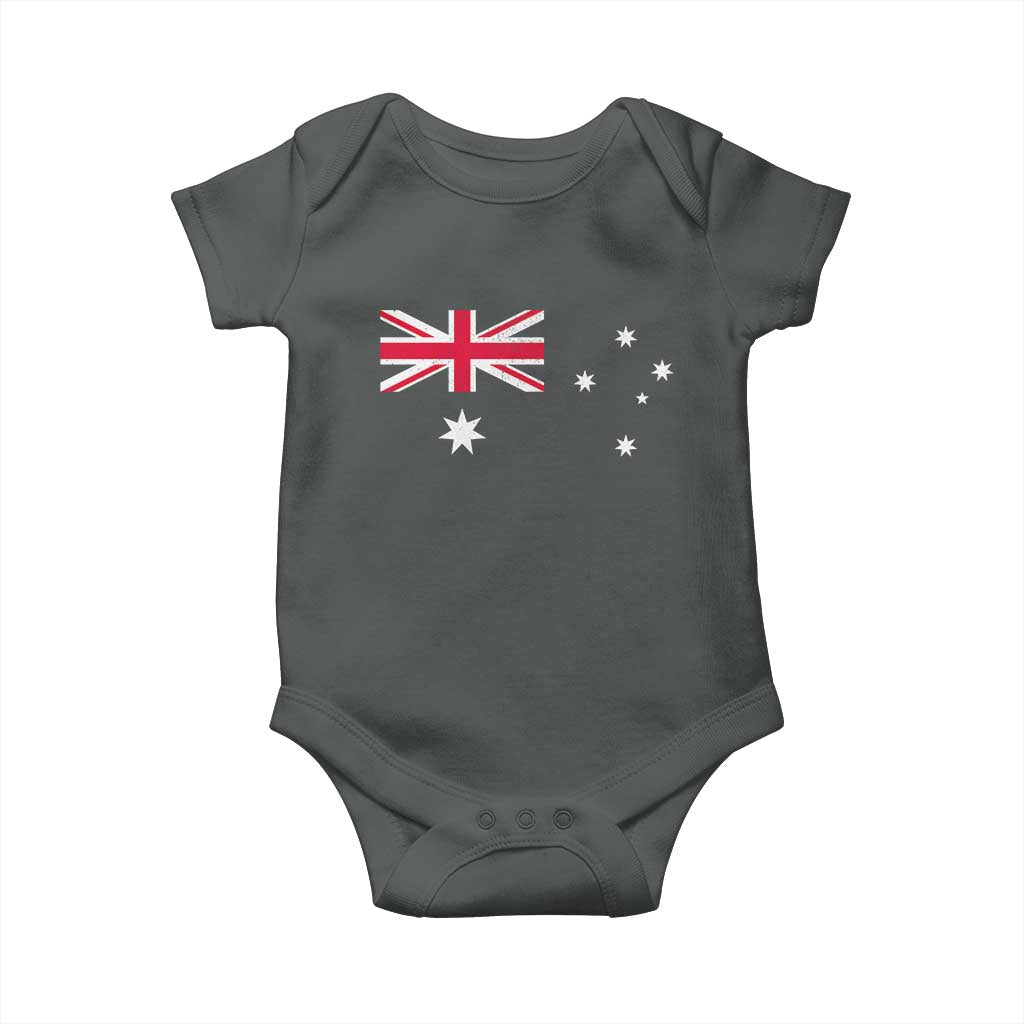 Vintage Australian Flag Baby Onesie Australia Distressed Patriotic Southern Cross Country Pride Graphic