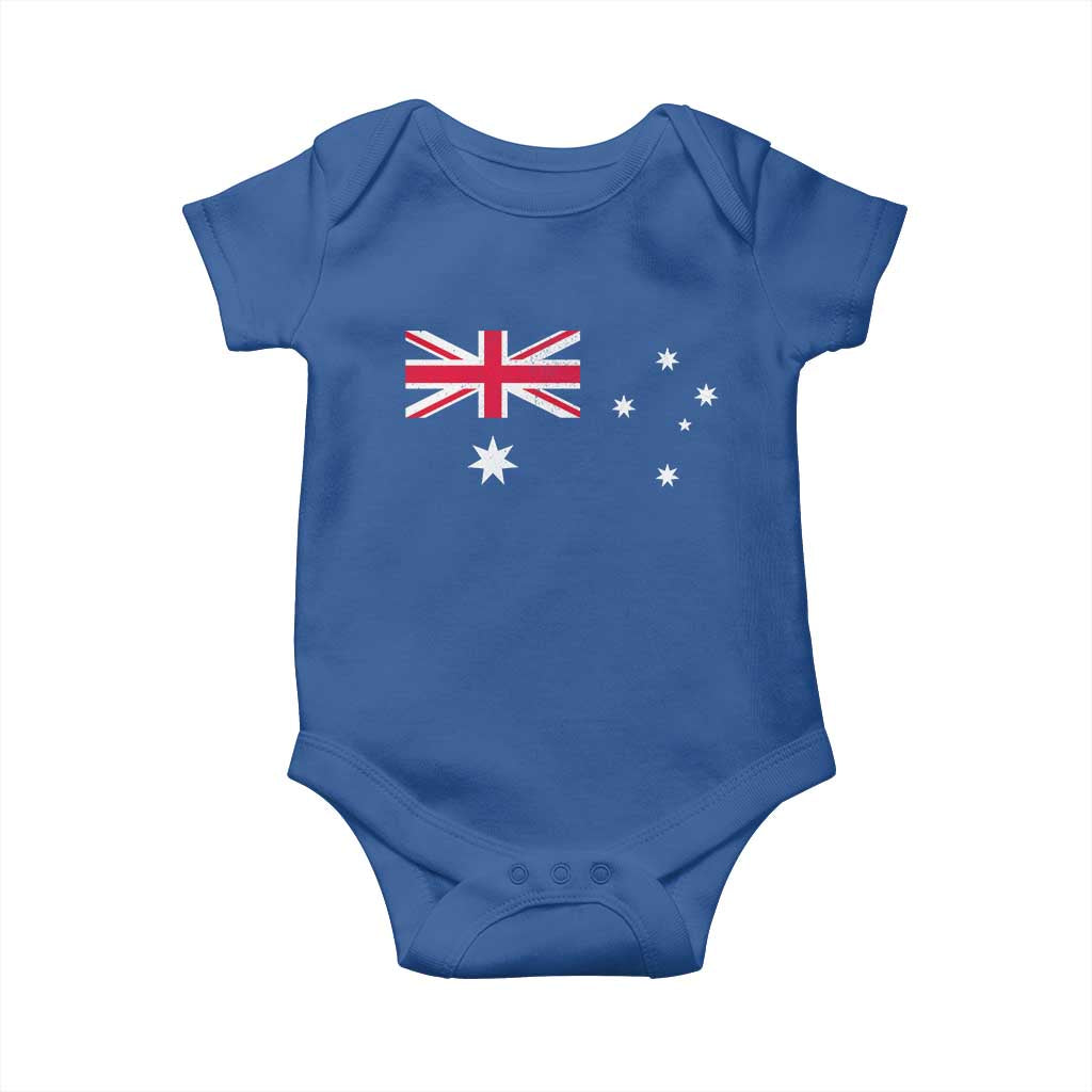 Vintage Australian Flag Baby Onesie Australia Distressed Patriotic Southern Cross Country Pride Graphic