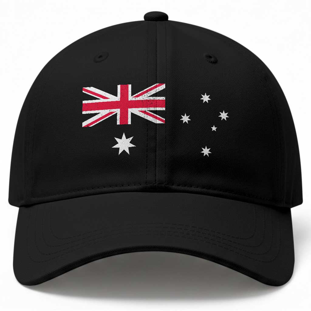 Vintage Australian Flag Baseball Cap Australia Distressed Patriotic Southern Cross Country Pride Graphic