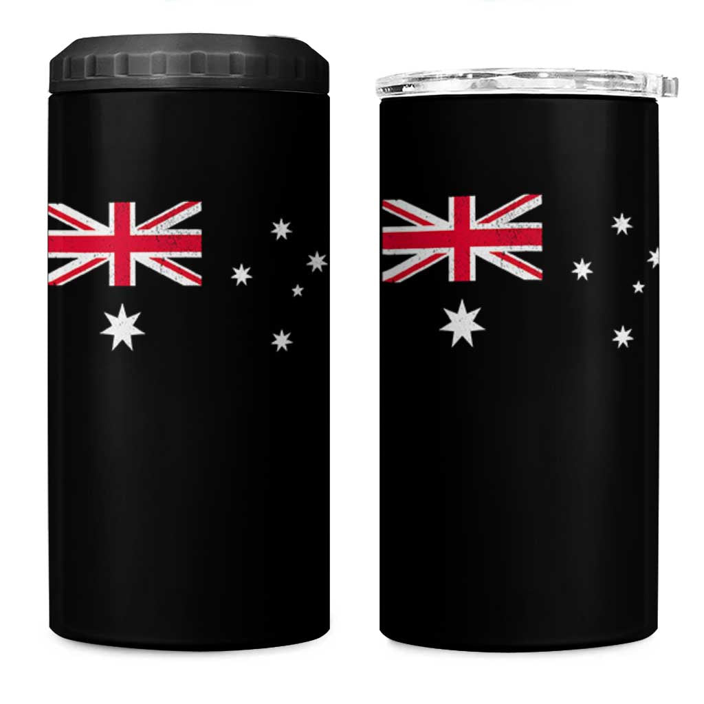 Vintage Australian Flag 4 in 1 Can Cooler Tumbler Australia Distressed Patriotic Southern Cross Country Pride Graphic