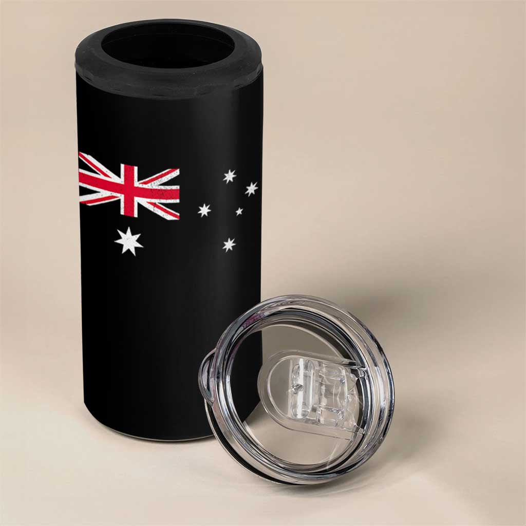 Vintage Australian Flag 4 in 1 Can Cooler Tumbler Australia Distressed Patriotic Southern Cross Country Pride Graphic