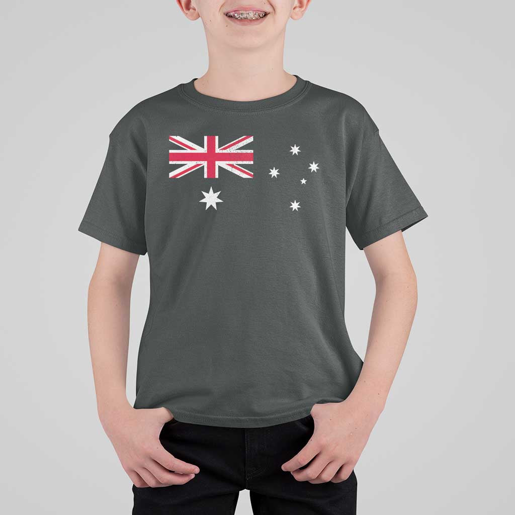 Vintage Australian Flag T Shirt For Kid Australia Distressed Patriotic Southern Cross Country Pride Graphic