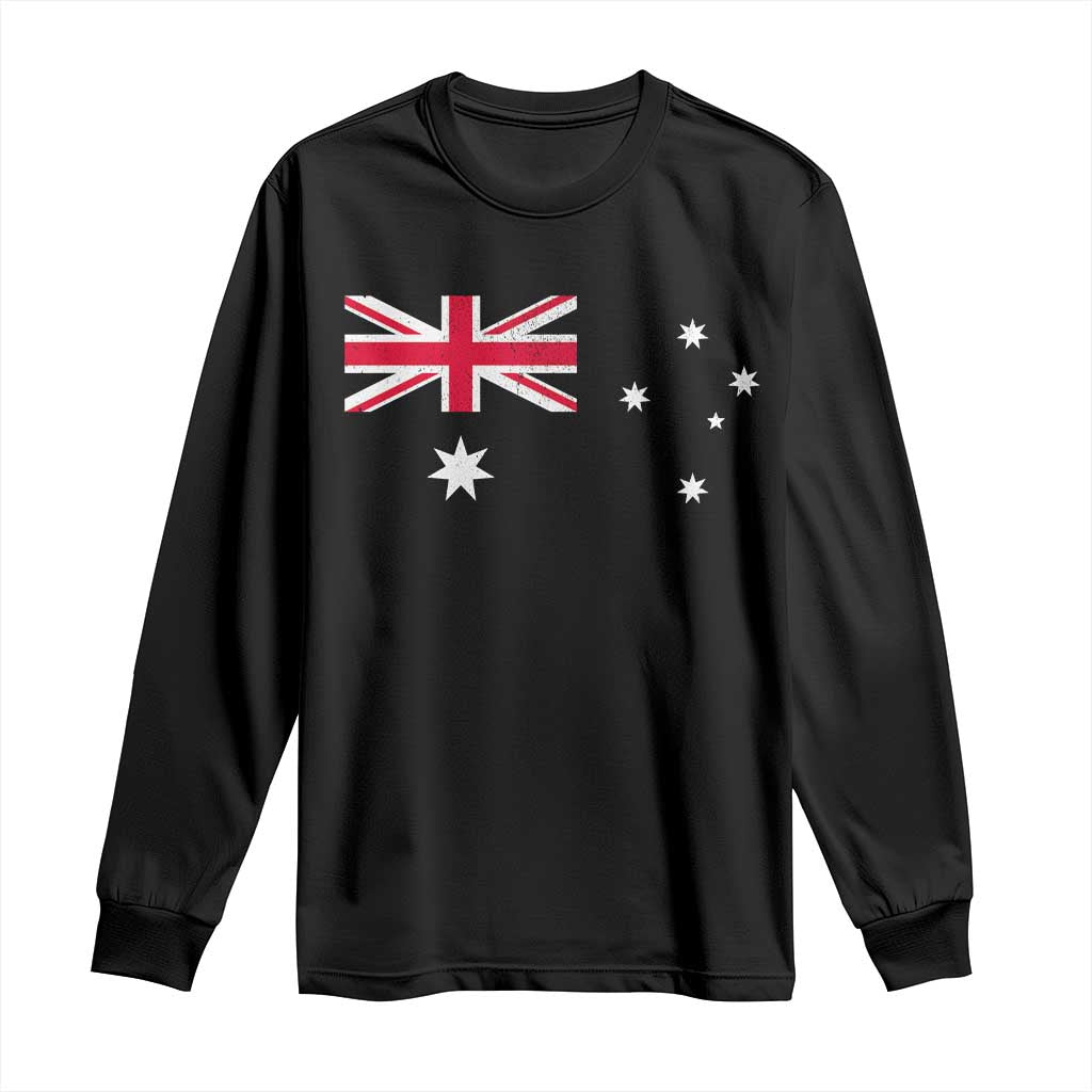 Vintage Australian Flag Long Sleeve Shirt Australia Distressed Patriotic Southern Cross Country Pride Graphic