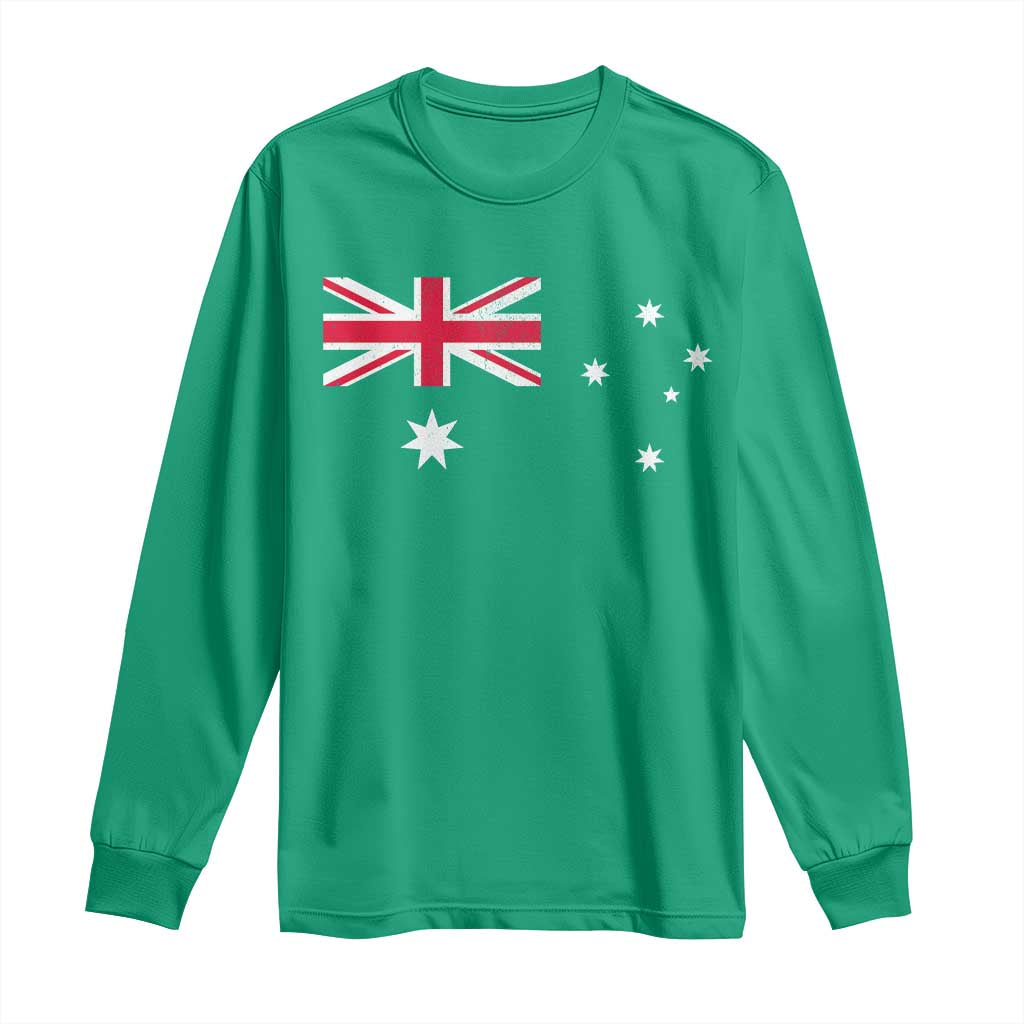 Vintage Australian Flag Long Sleeve Shirt Australia Distressed Patriotic Southern Cross Country Pride Graphic