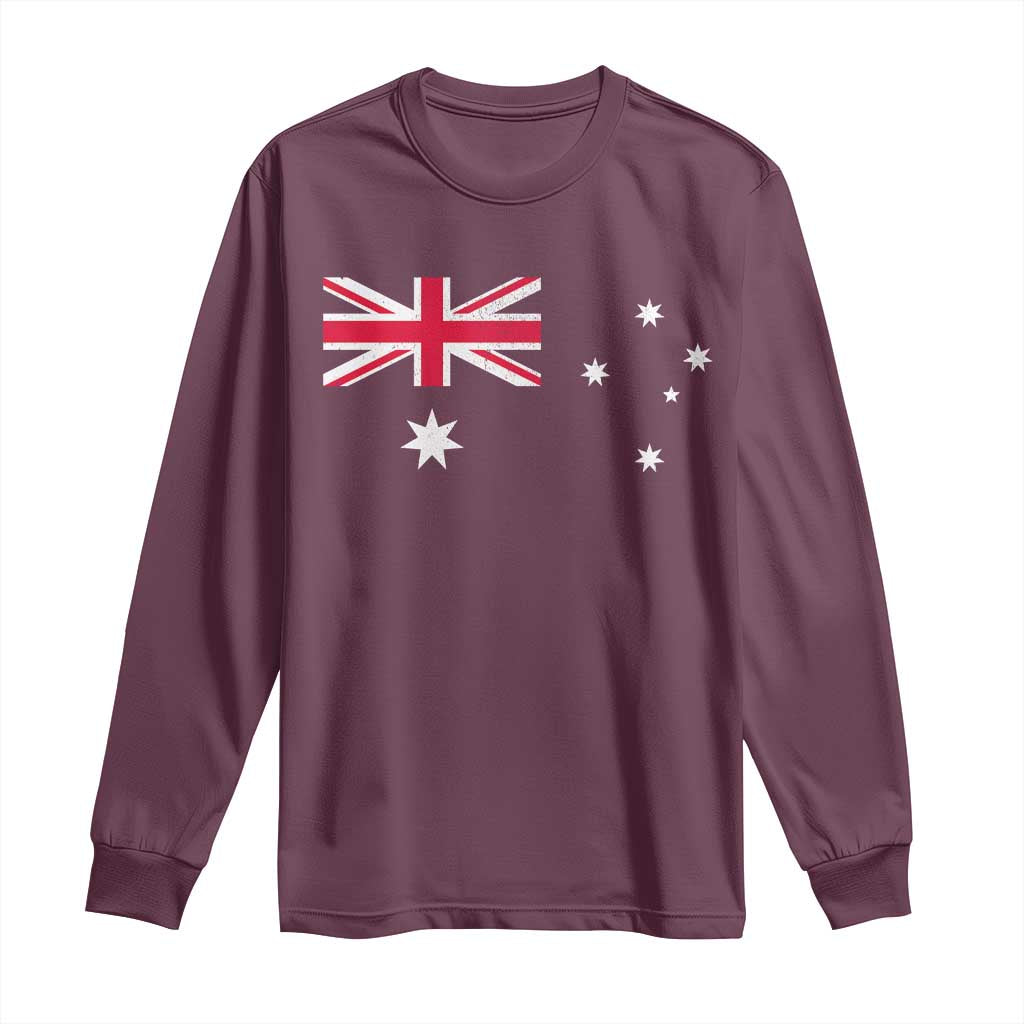 Vintage Australian Flag Long Sleeve Shirt Australia Distressed Patriotic Southern Cross Country Pride Graphic