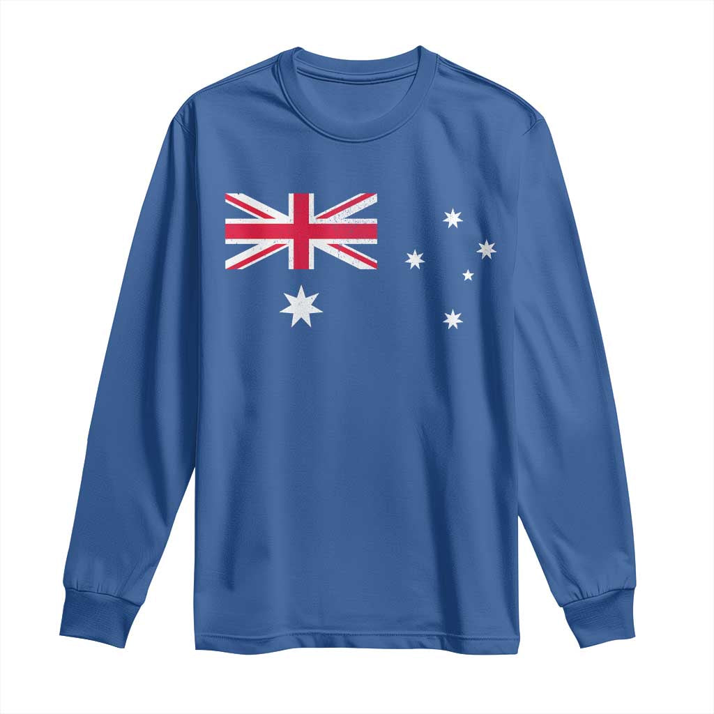 Vintage Australian Flag Long Sleeve Shirt Australia Distressed Patriotic Southern Cross Country Pride Graphic