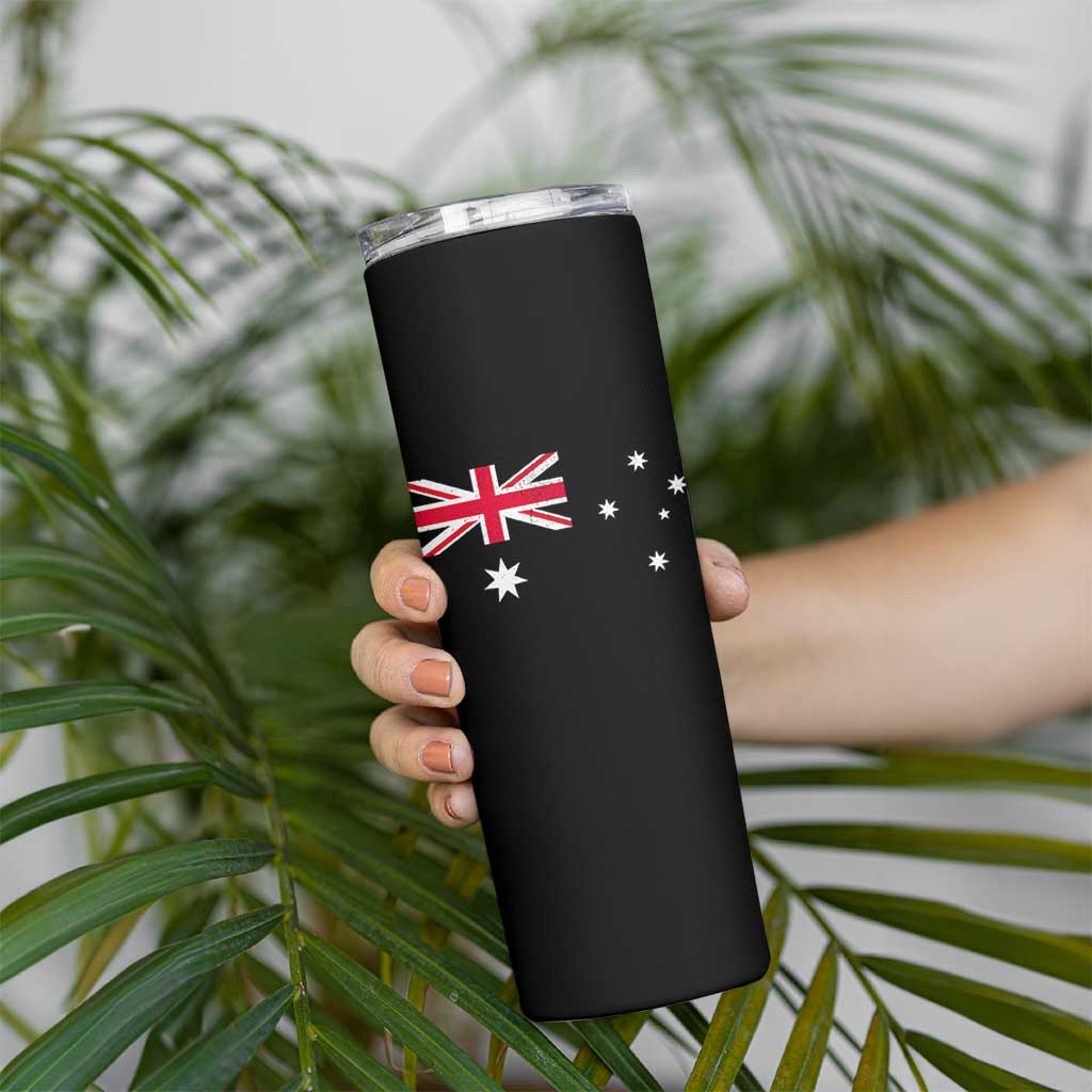 Vintage Australian Flag Skinny Tumbler Australia Distressed Patriotic Southern Cross Country Pride Graphic