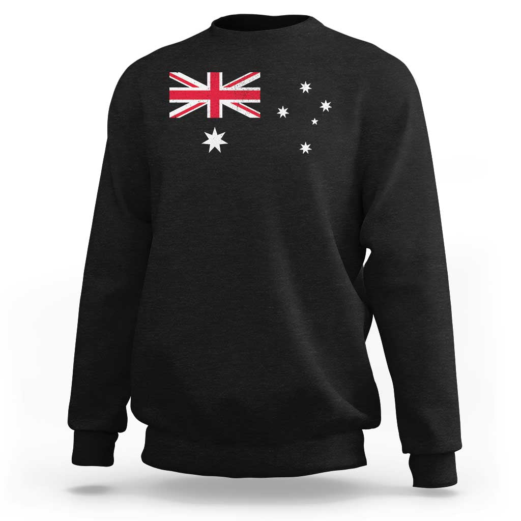 Vintage Australian Flag Sweatshirt Australia Distressed Patriotic Southern Cross Country Pride Graphic