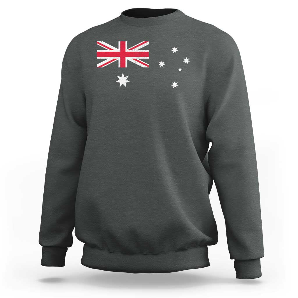 Vintage Australian Flag Sweatshirt Australia Distressed Patriotic Southern Cross Country Pride Graphic