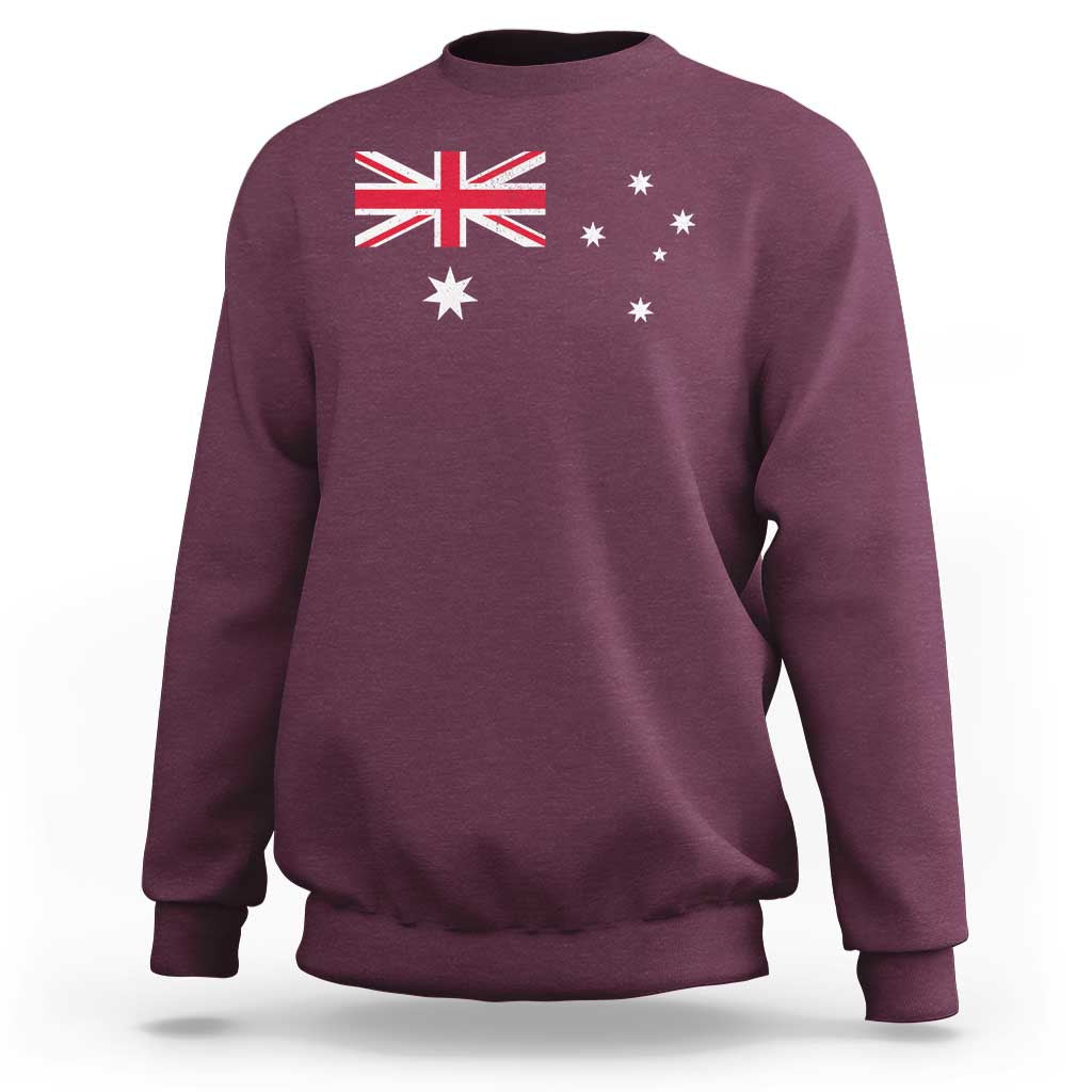Vintage Australian Flag Sweatshirt Australia Distressed Patriotic Southern Cross Country Pride Graphic