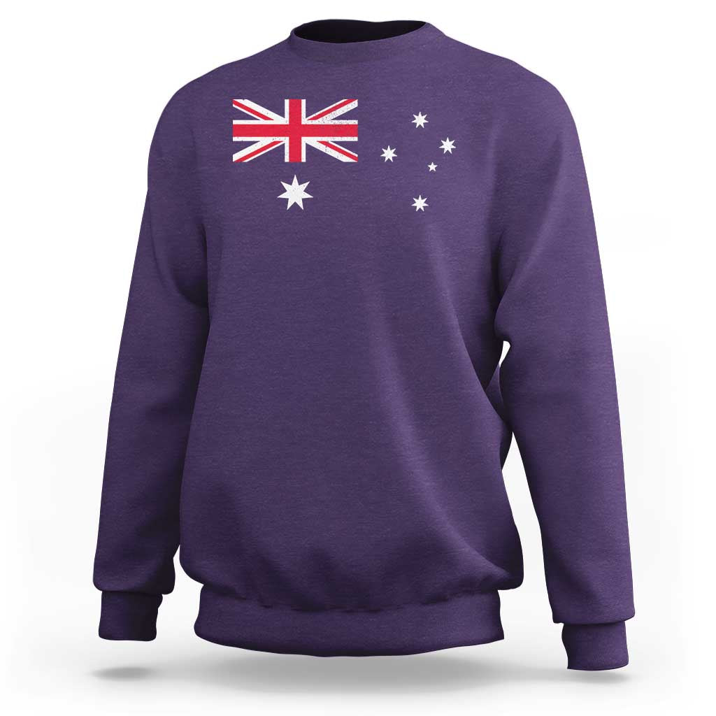 Vintage Australian Flag Sweatshirt Australia Distressed Patriotic Southern Cross Country Pride Graphic