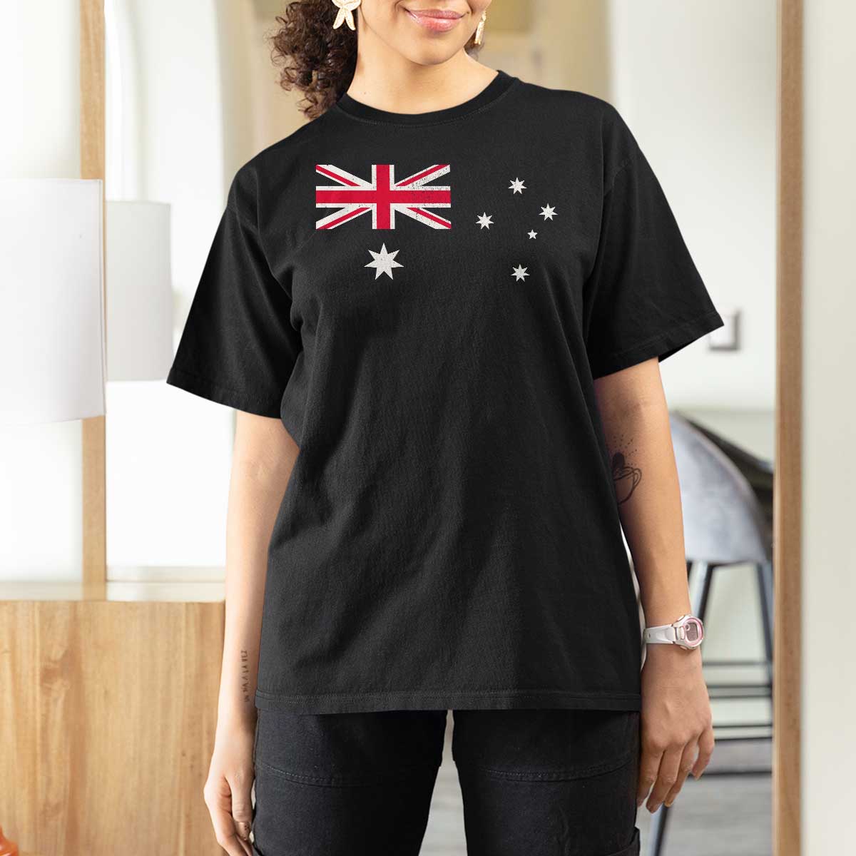 Vintage Australian Flag T Shirt For Women Australia Distressed Patriotic Southern Cross Country Pride Graphic