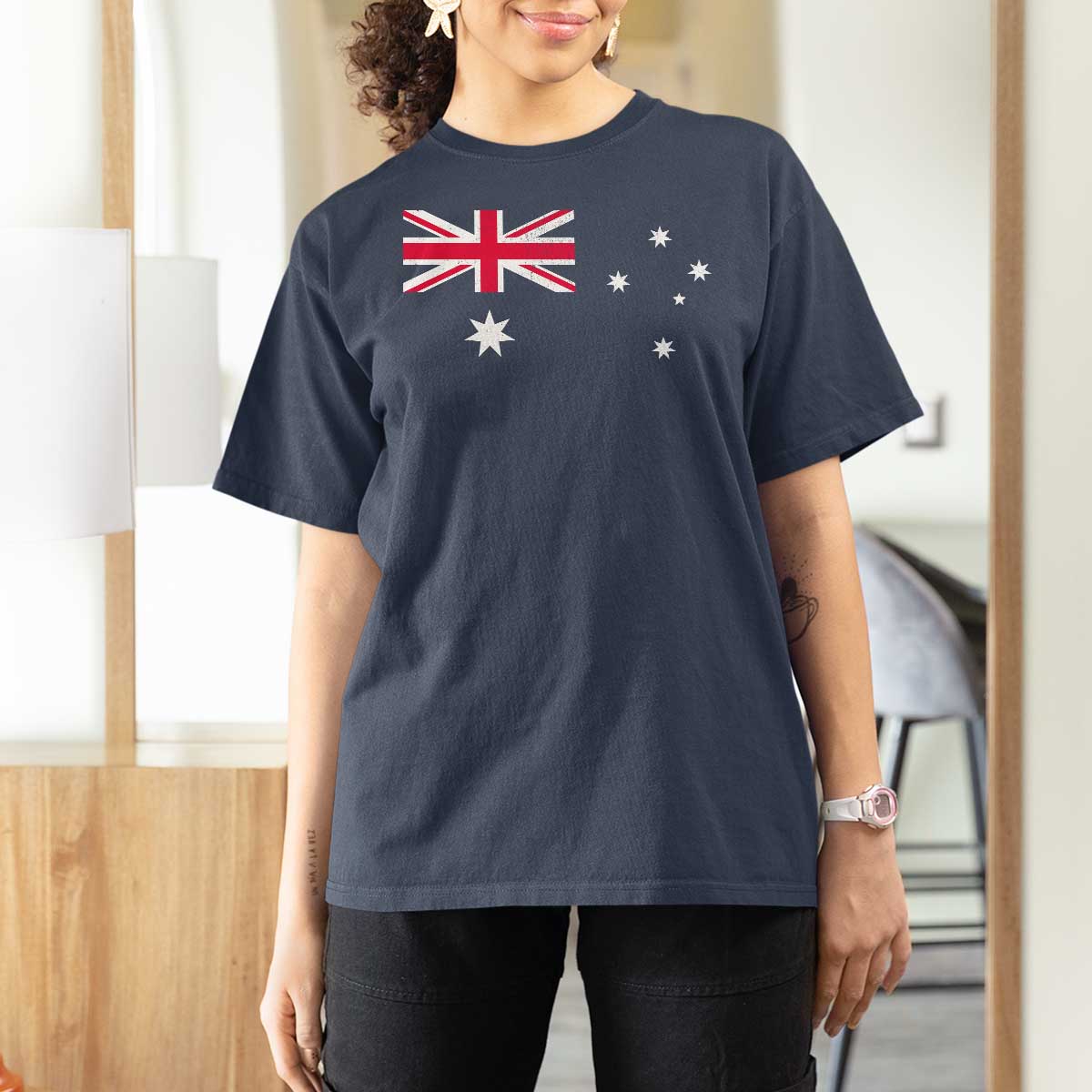 Vintage Australian Flag T Shirt For Women Australia Distressed Patriotic Southern Cross Country Pride Graphic
