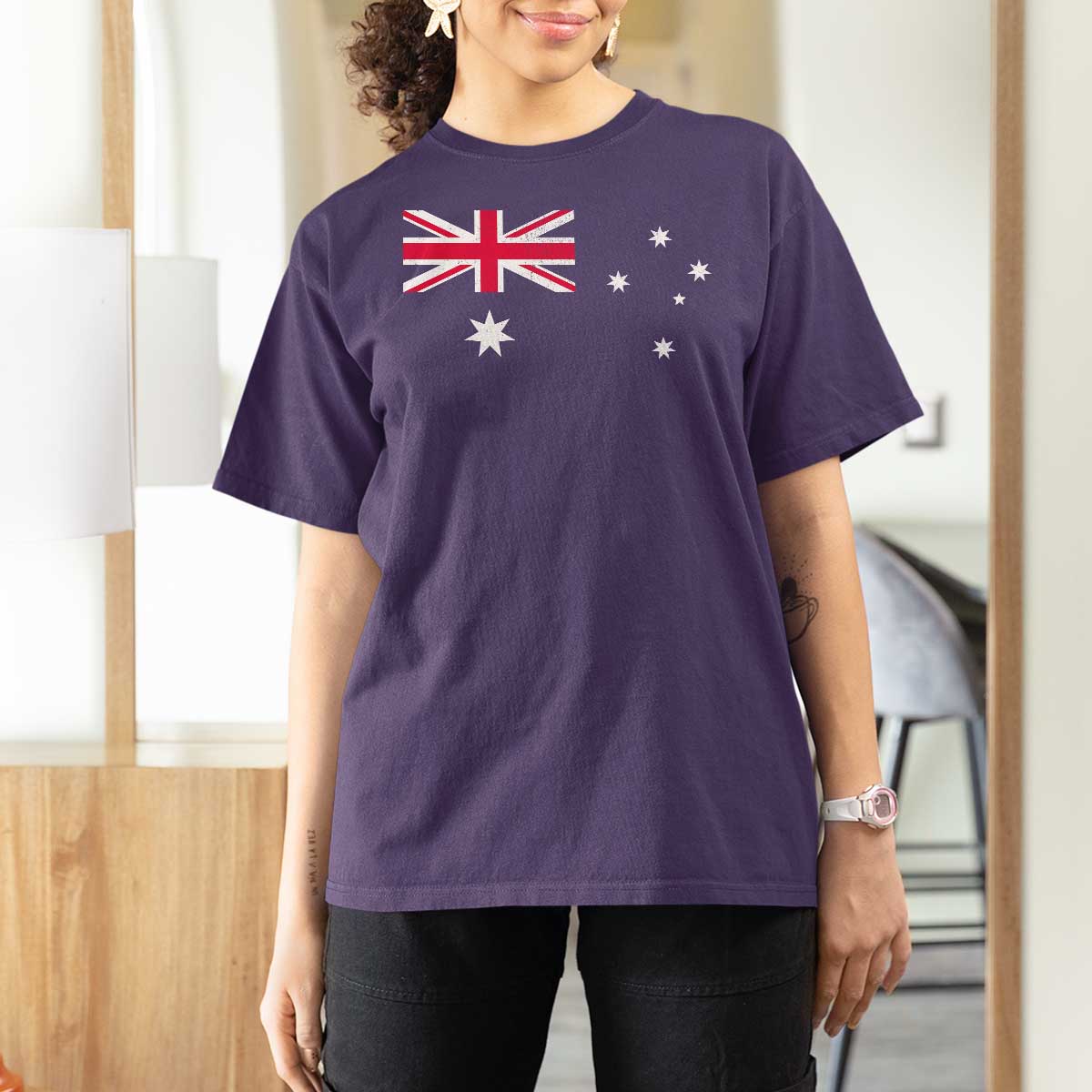 Vintage Australian Flag T Shirt For Women Australia Distressed Patriotic Southern Cross Country Pride Graphic