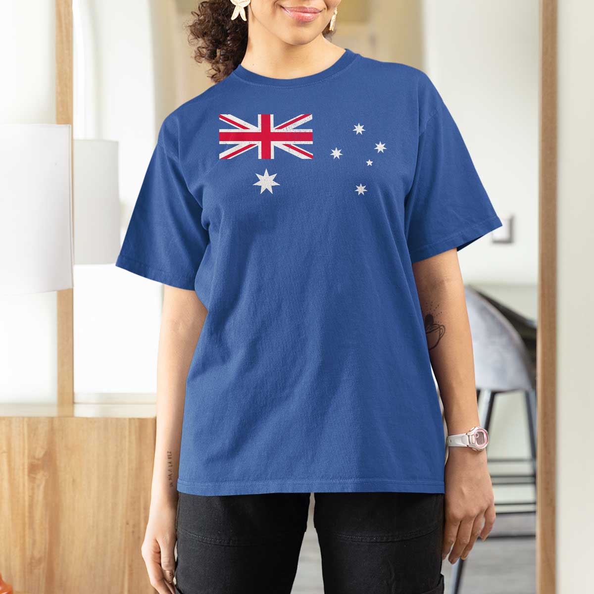 Vintage Australian Flag T Shirt For Women Australia Distressed Patriotic Southern Cross Country Pride Graphic