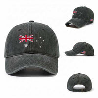 Vintage Australian Flag Washed Cotton Baseball Cap Australia Distressed Patriotic Southern Cross Country Pride Graphic