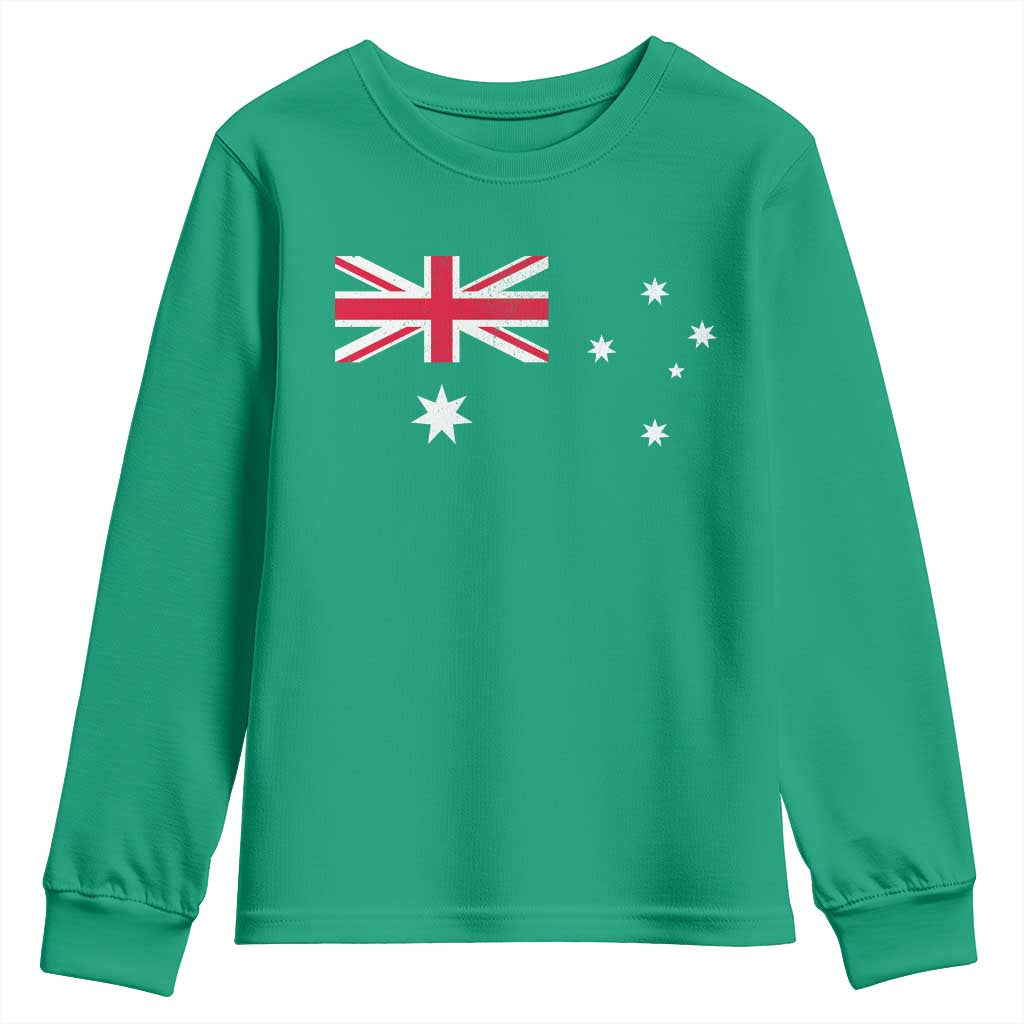 Vintage Australian Flag Youth Sweatshirt Australia Distressed Patriotic Southern Cross Country Pride Graphic