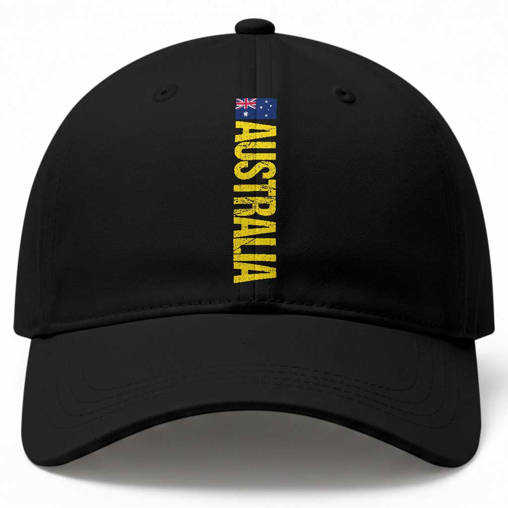 Australia Flag Baseball Cap Patriotic Country Pride Vertical Text Graphic