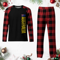 Australia Flag Plaid Pajama Set Patriotic Country Pride Vertical Text Graphic