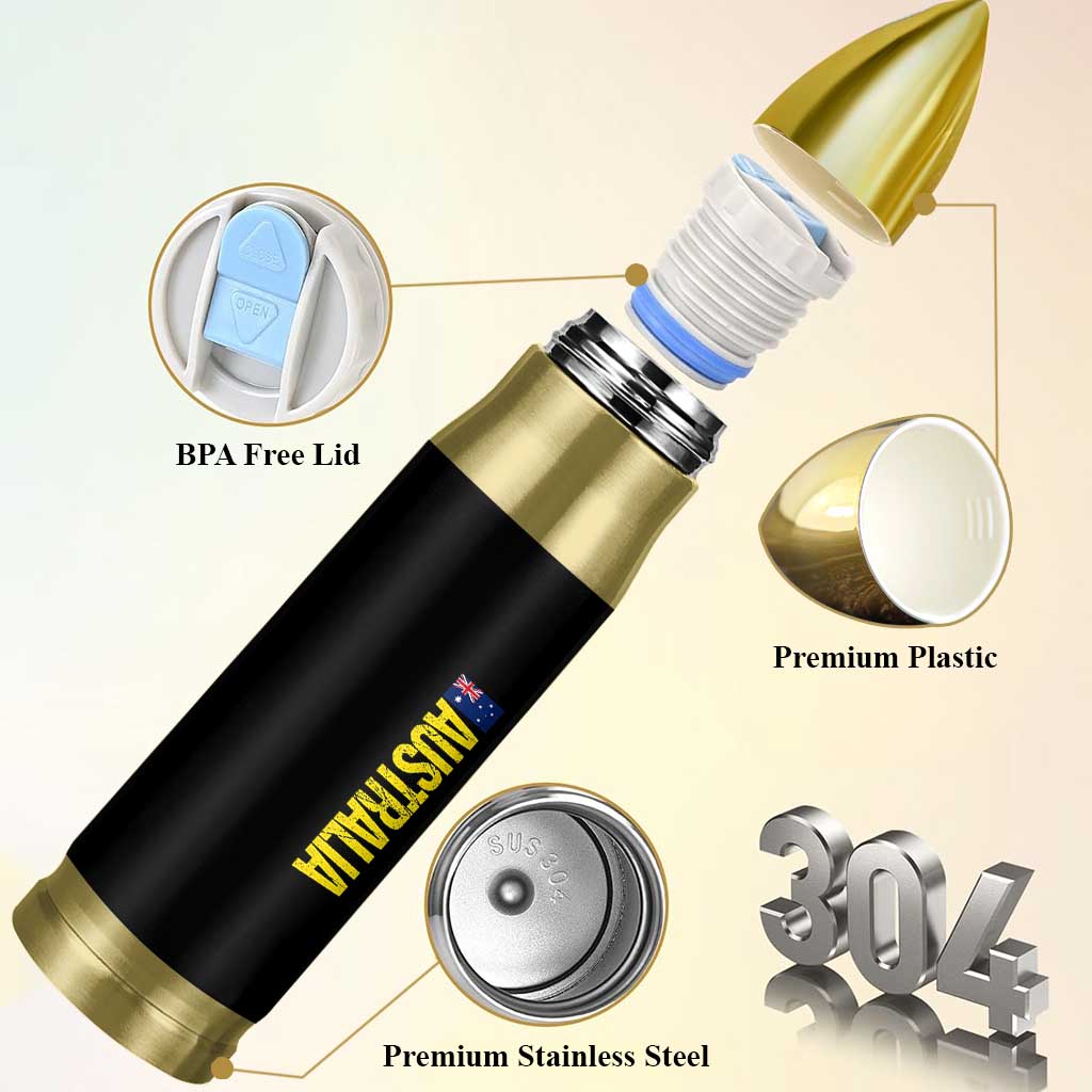 Australia Flag Bullet Tumbler Patriotic Country Pride Vertical Text Graphic