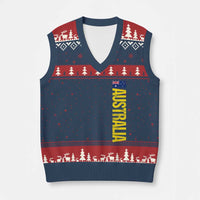 Australia Flag V-Neck Knit Sweater Vest Patriotic Country Pride Vertical Text Graphic