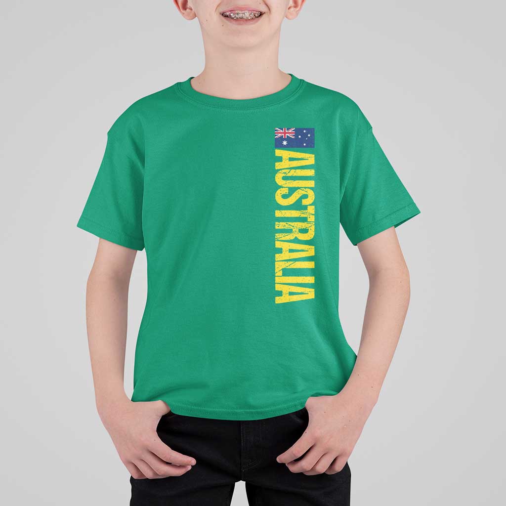 Australia Flag T Shirt For Kid Patriotic Country Pride Vertical Text Graphic