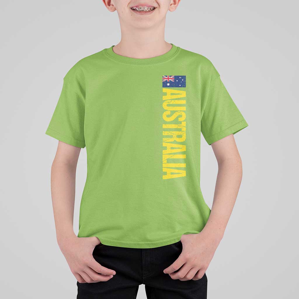 Australia Flag T Shirt For Kid Patriotic Country Pride Vertical Text Graphic