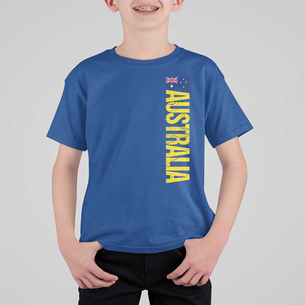 Australia Flag T Shirt For Kid Patriotic Country Pride Vertical Text Graphic