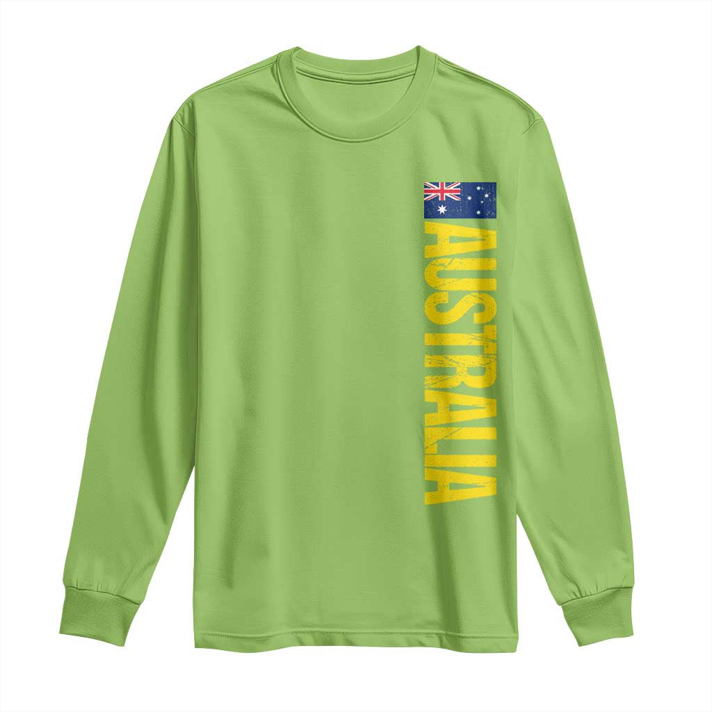 Australia Flag Long Sleeve Shirt Patriotic Country Pride Vertical Text Graphic