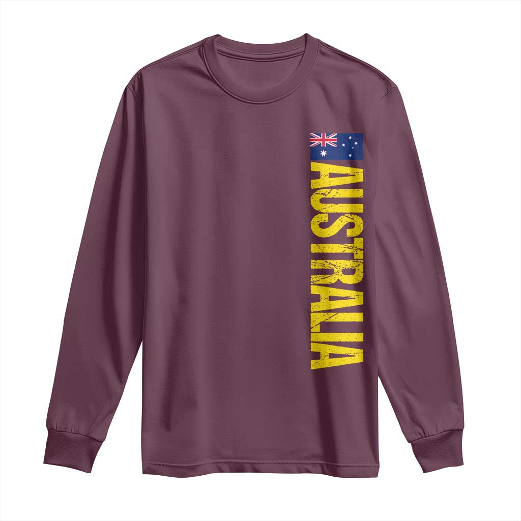 Australia Flag Long Sleeve Shirt Patriotic Country Pride Vertical Text Graphic