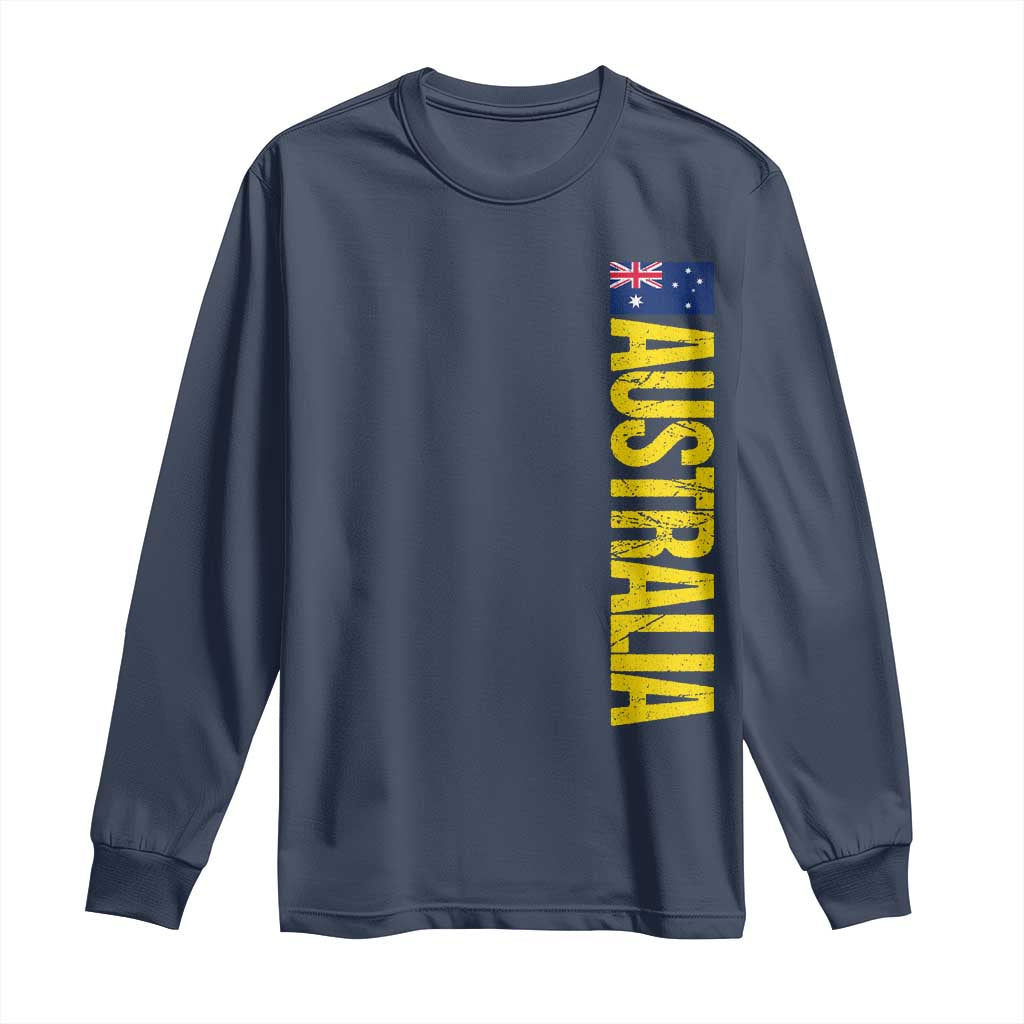 Australia Flag Long Sleeve Shirt Patriotic Country Pride Vertical Text Graphic