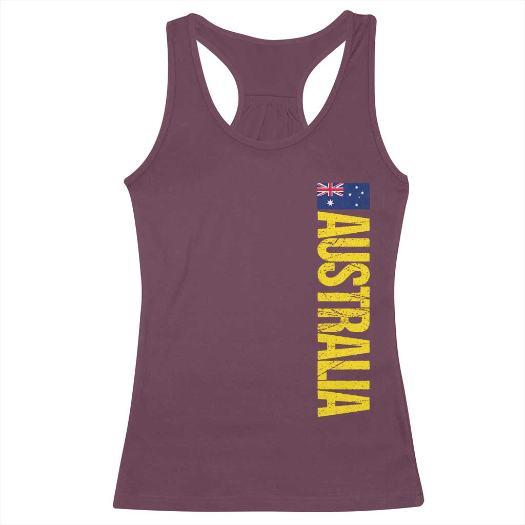 Australia Flag Racerback Tank Top Patriotic Country Pride Vertical Text Graphic