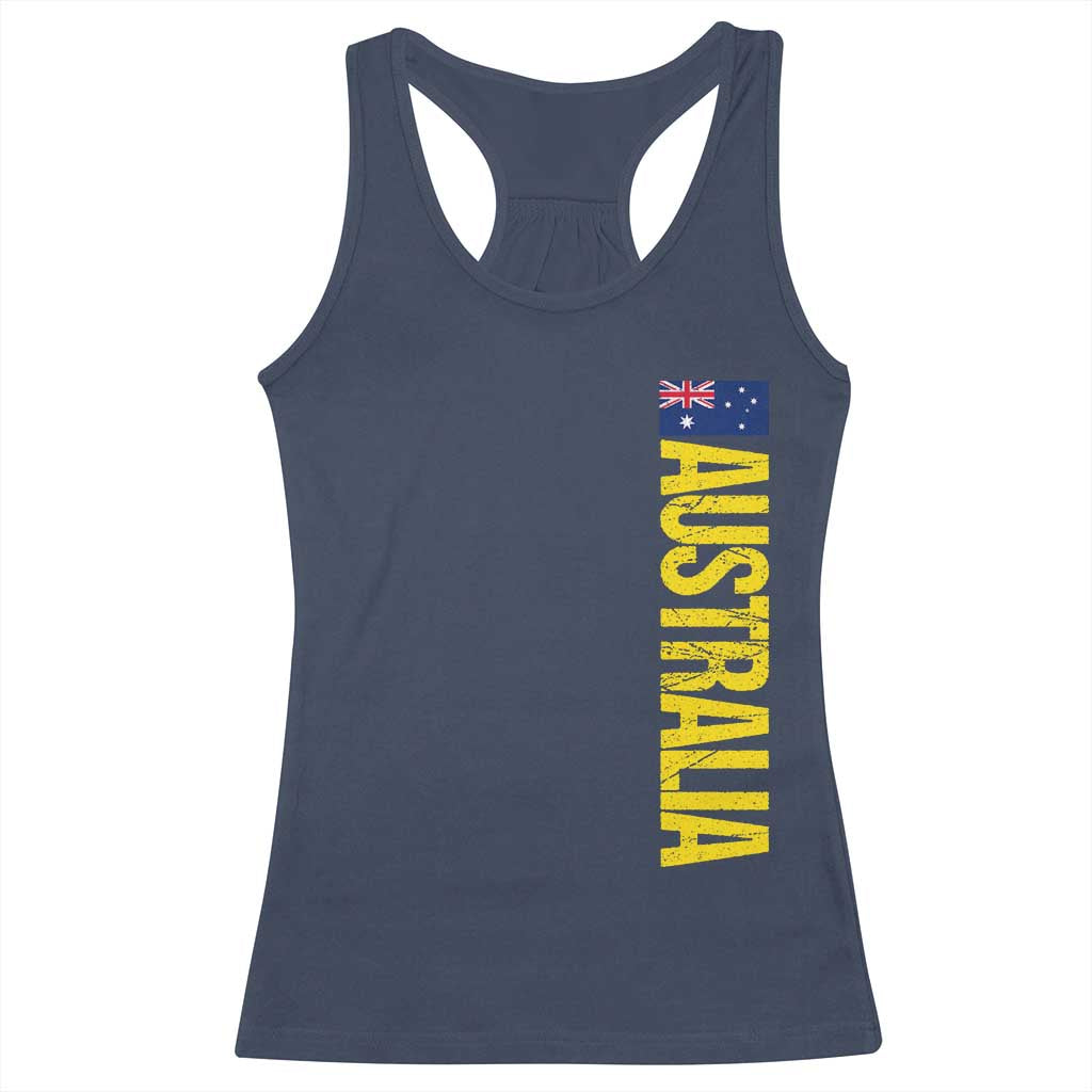 Australia Flag Racerback Tank Top Patriotic Country Pride Vertical Text Graphic